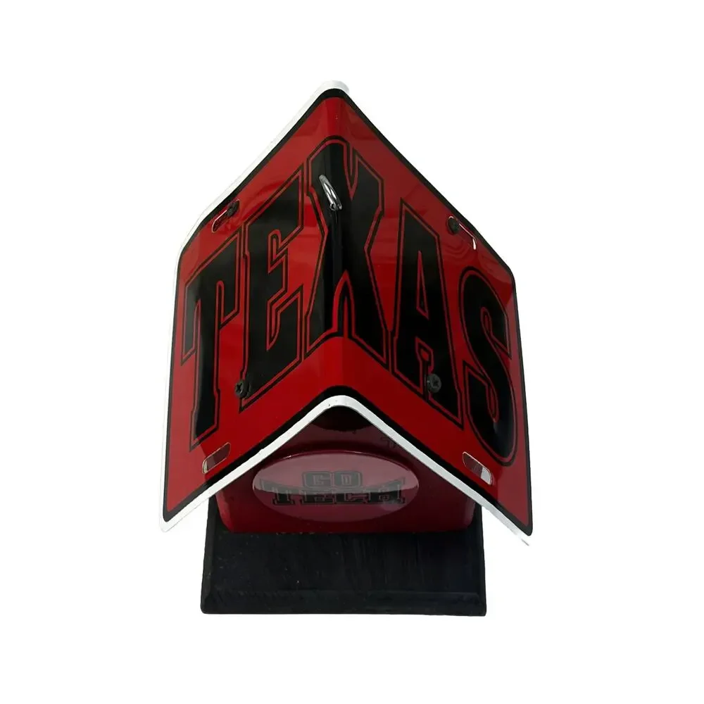 TEXAS TECH UNIVERSITY Birdhouse Handmade Red Raiders Wooden Decoration Tin Roof